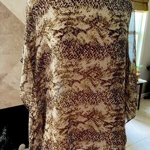 Talbot's Womens Shirt Overlay S M Sheer Chiffon Sleeveless Top 100% Silk reptile